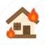 - fire consuming house, flame, light, burn, camping, decoration, lamp, house 