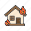 - fire consuming house, flame, light, burn, camping, decoration, lamp, house 