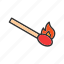- lit matchstick, fire, flame, matches, burn, matchbox, match, camping 