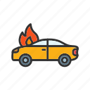 - car on fire, car fire, fire, burning car, car fire emergency, accident, fire emergency, road