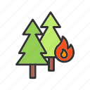 - fire in forest, forest, fire, natural-disaster, wildfire, environment effect, burning, character