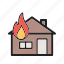 burning, damage, fire, flame, heat, house, smoke 