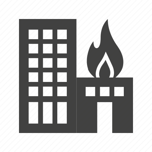 Building, burning, damage, fire, flame, heat, smoke icon - Download on Iconfinder