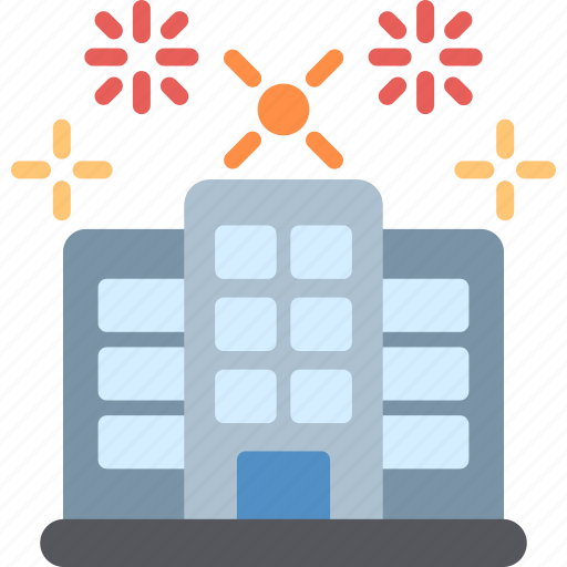 City, fireworks, buildings, skyscrapers, town, party, celebration icon - Download on Iconfinder