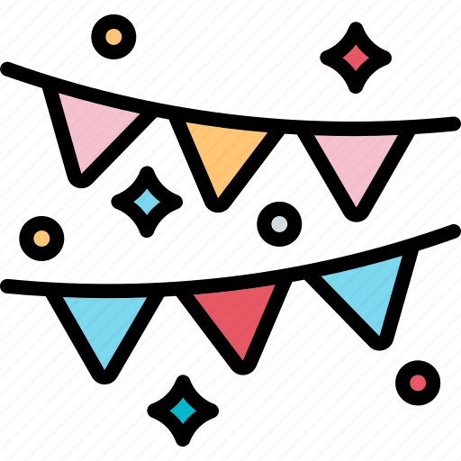 Bunting, decoration, flags, celebration, ornaments, party, entertainment icon - Download on Iconfinder