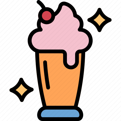 Milkshake, drink, cup, dessert, glass, sweet, cherry icon - Download on Iconfinder