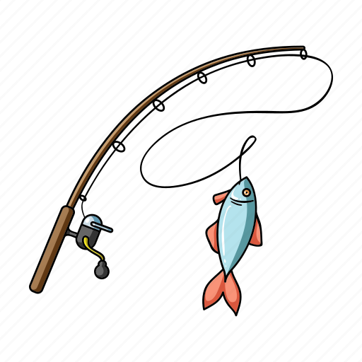 Bait, cartoon, fish, fishing, reel, rod, tackle icon - Download on  Iconfinder