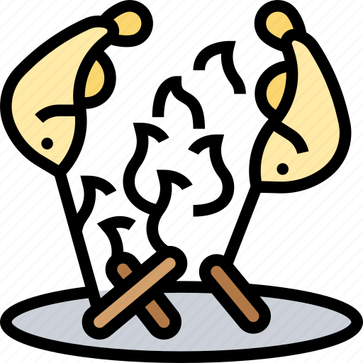 Bonfire, fire, grill, fish, camping icon - Download on Iconfinder
