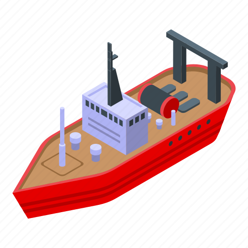 Ocean, fishing, ship, isometric icon - Download on Iconfinder