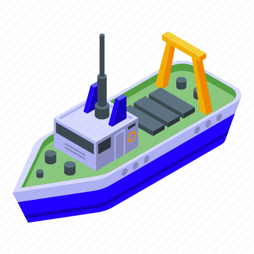 Commercial, fishing, ship, isometric icon - Download on Iconfinder