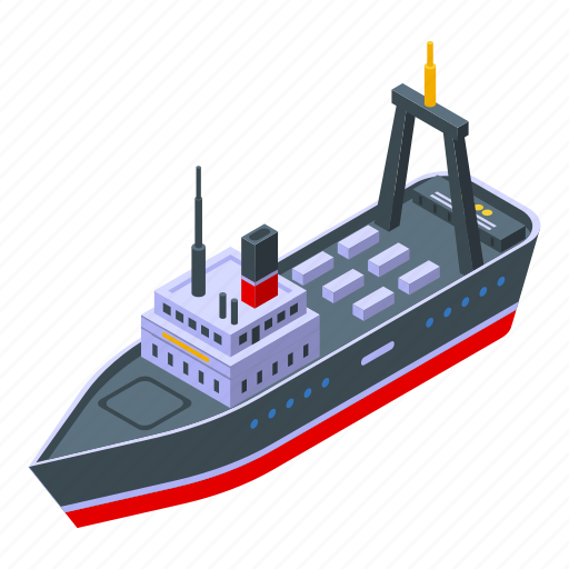 Catch, fishing, ship, isometric icon - Download on Iconfinder
