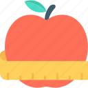 apple, food, fruit, measuring tape, weight loss