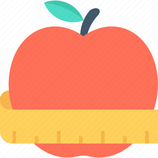 Apple, food, fruit, measuring tape, weight loss icon - Download on Iconfinder