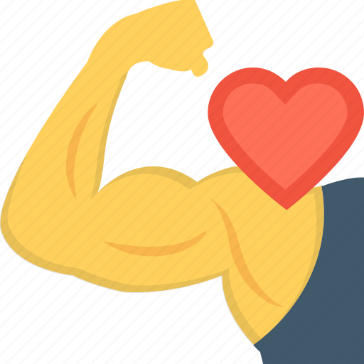 Biceps, fitness, heart, muscle, strong icon - Download on Iconfinder