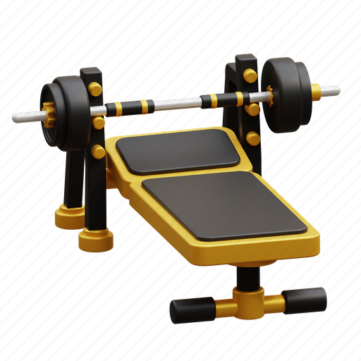 Bench, press, sit up bench, gym, fitness routine, workout routine 3D illustration - Download on Iconfinder