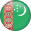 turkmenistan, circle, country, flag, national, nation 
