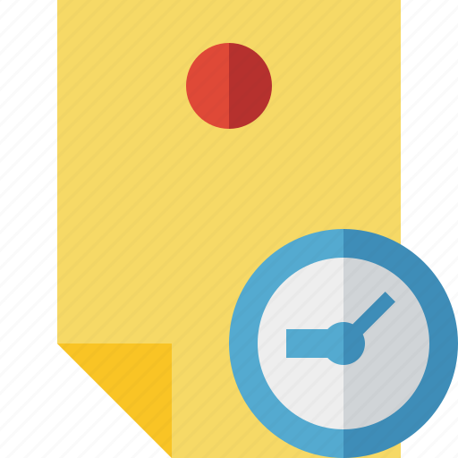 Clock, document, memo, note, pin, reminder, sticker icon - Download on Iconfinder