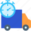 delivery, delivery time, fast delivery, stopwatch, time, truck 