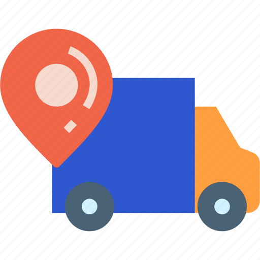 Direct delivery, logistics, map marker, shipping truck, truck icon - Download on Iconfinder