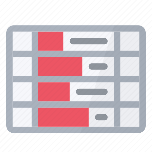 Bars, cell, data, formating, red, spreadsheet icon - Download on Iconfinder