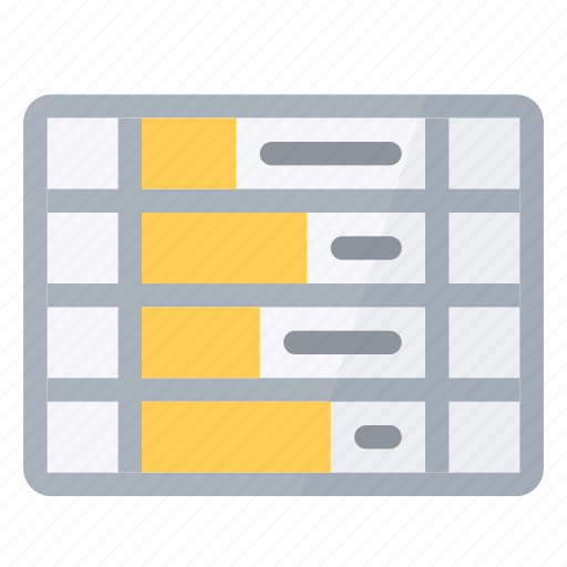 Bars, cell, data, formating, spreadsheet, yellow icon - Download on Iconfinder