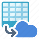 cloud, export, spreadsheet