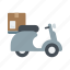 box, delivery, package, parcel, scooter, ship, shipping, transport 