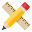 math, pencil, ruler