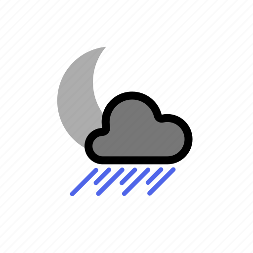 Heavy, showers, rain, night, clouds, cloudy, forecast icon - Download on Iconfinder