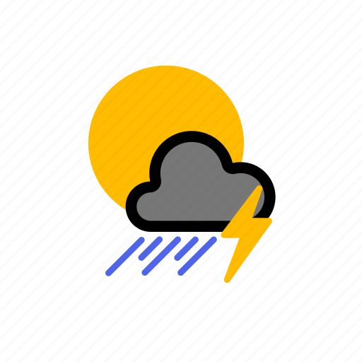 Rainy, sun, rain, lightning, dark, dark cloud, showers icon - Download on Iconfinder