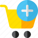 buy, cart, plus, shopping, trolley
