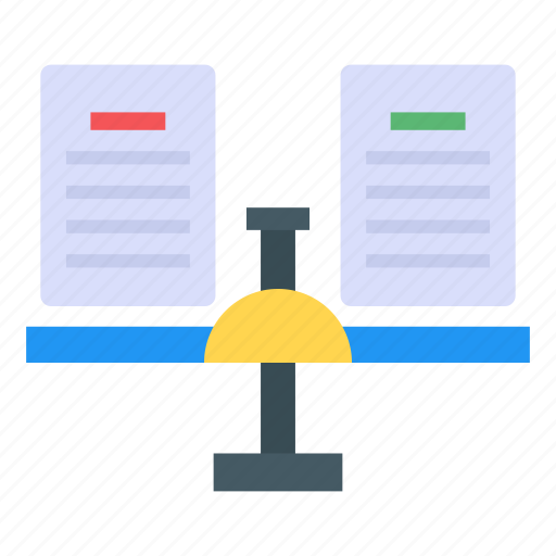 Document comparison, files comparison, files balancing, papers comparison, document balancing icon - Download on Iconfinder