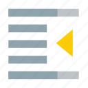 arrow, center, document, left, indent