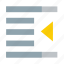 arrow, center, document, left, indent 