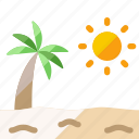 beach, palm, tree, sun, recreation, holiday, summer