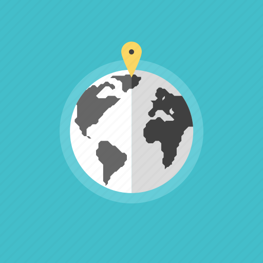 Flag, global, globe, illustration, map, navigation, pin icon - Download on Iconfinder