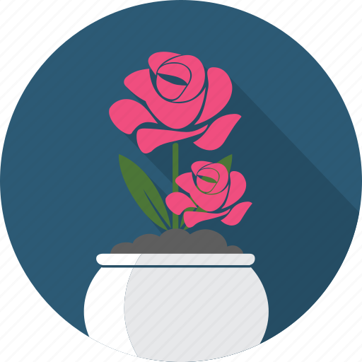 Floral, flower, flowerpot, garden, nature, plant, rose icon - Download on Iconfinder