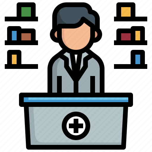 Flu, pharmacy, counter, drugstore, professions, jobs icon - Download on Iconfinder