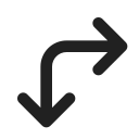 ic, fluent, arrow, turn, bidirectional, down, right, filled