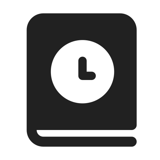 Ic, fluent, book, clock, filled icon - Free download