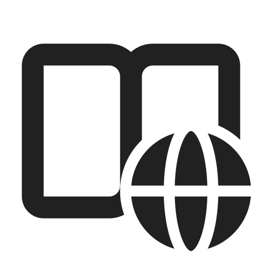 Ic, fluent, book, open, globe, filled icon - Free download