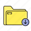 folder, object, essential, website, download, arrow 
