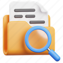 folder, file, document, storage, archive, search, magnifying glass