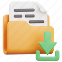 folder, file, document, download, save, arrow, down