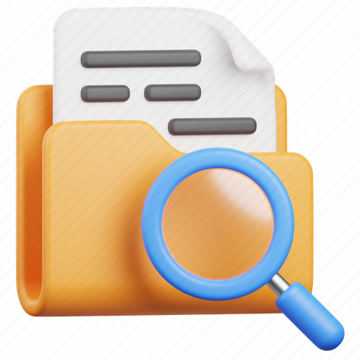 Folder, file, document, storage, archive, search, magnifying glass icon - Download on Iconfinder