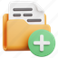 folder, file, document, archive, add, create, plus 