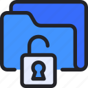 folder, document, storage, unlock, unlocked