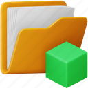 folder, file, document, 3d object, box, shape, cube 