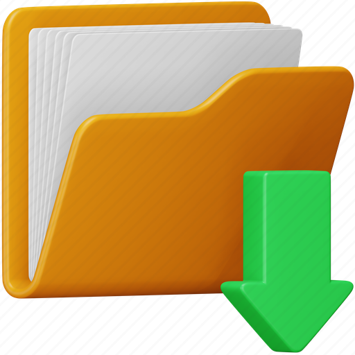 Download, folder, file, document, data, save, arrow 3D illustration - Download on Iconfinder