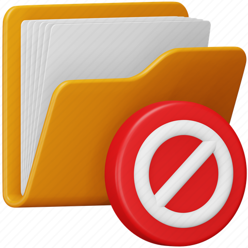 Folder, block, file, document, data, ban, forbidden 3D illustration - Download on Iconfinder